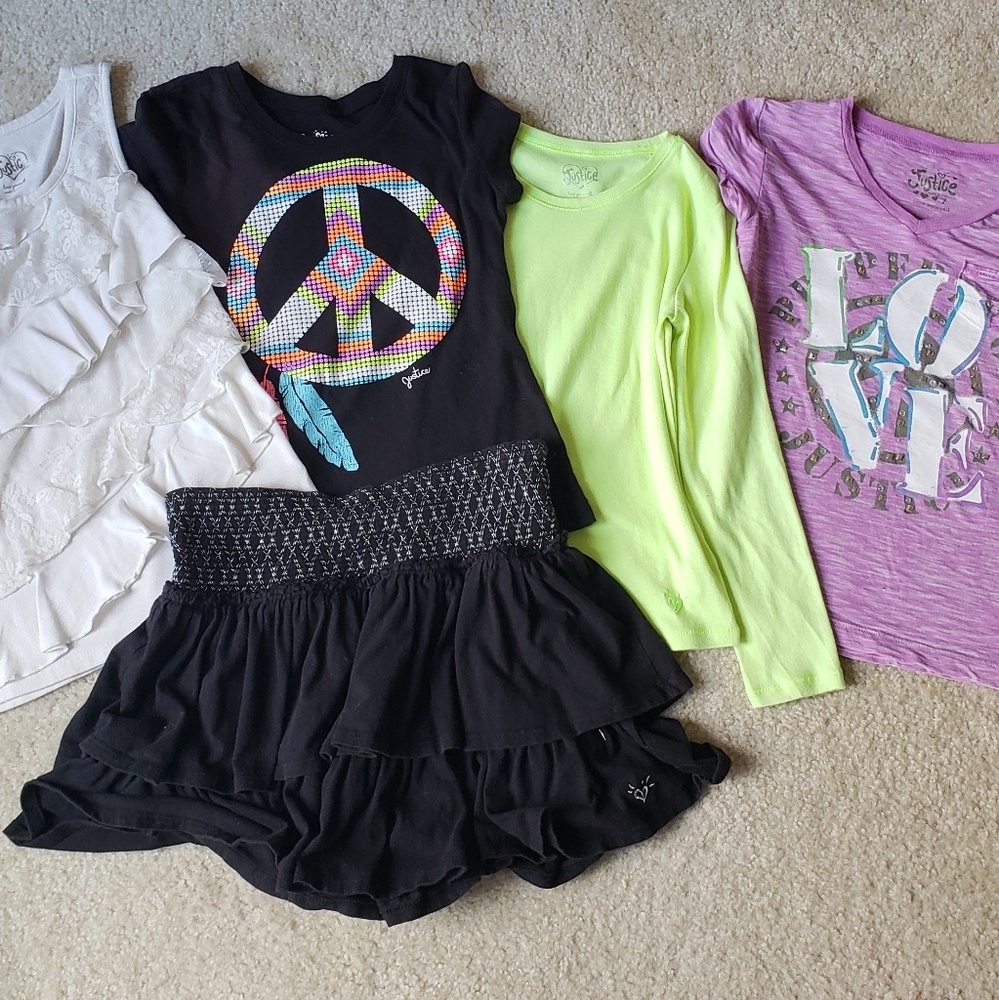 Bundle of Justice Shirts and a skirt